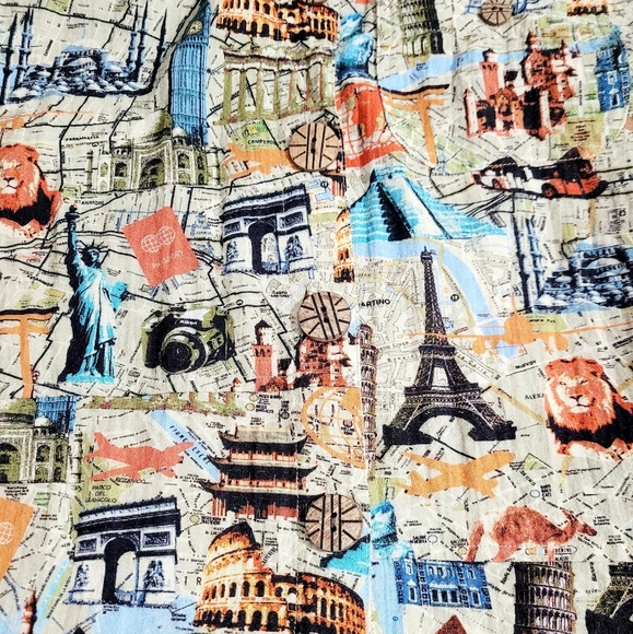 John Mark Women’s Travel Print Button Front Shirt Top Tunic SZ Medium 3/4 Sleeve - Picture 5 of 13